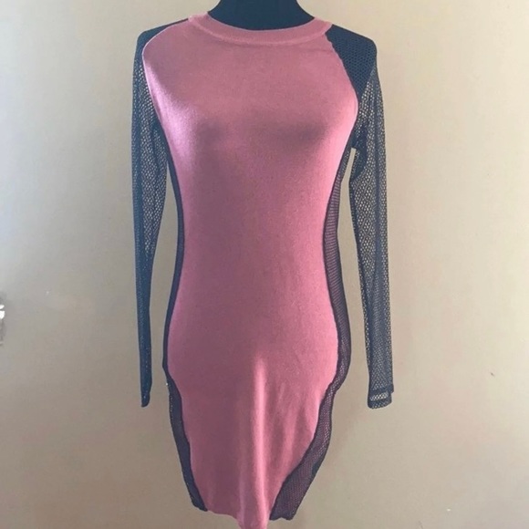 Derek Heart Dresses & Skirts - Rosewood Fish Net Long Sleeve Dress